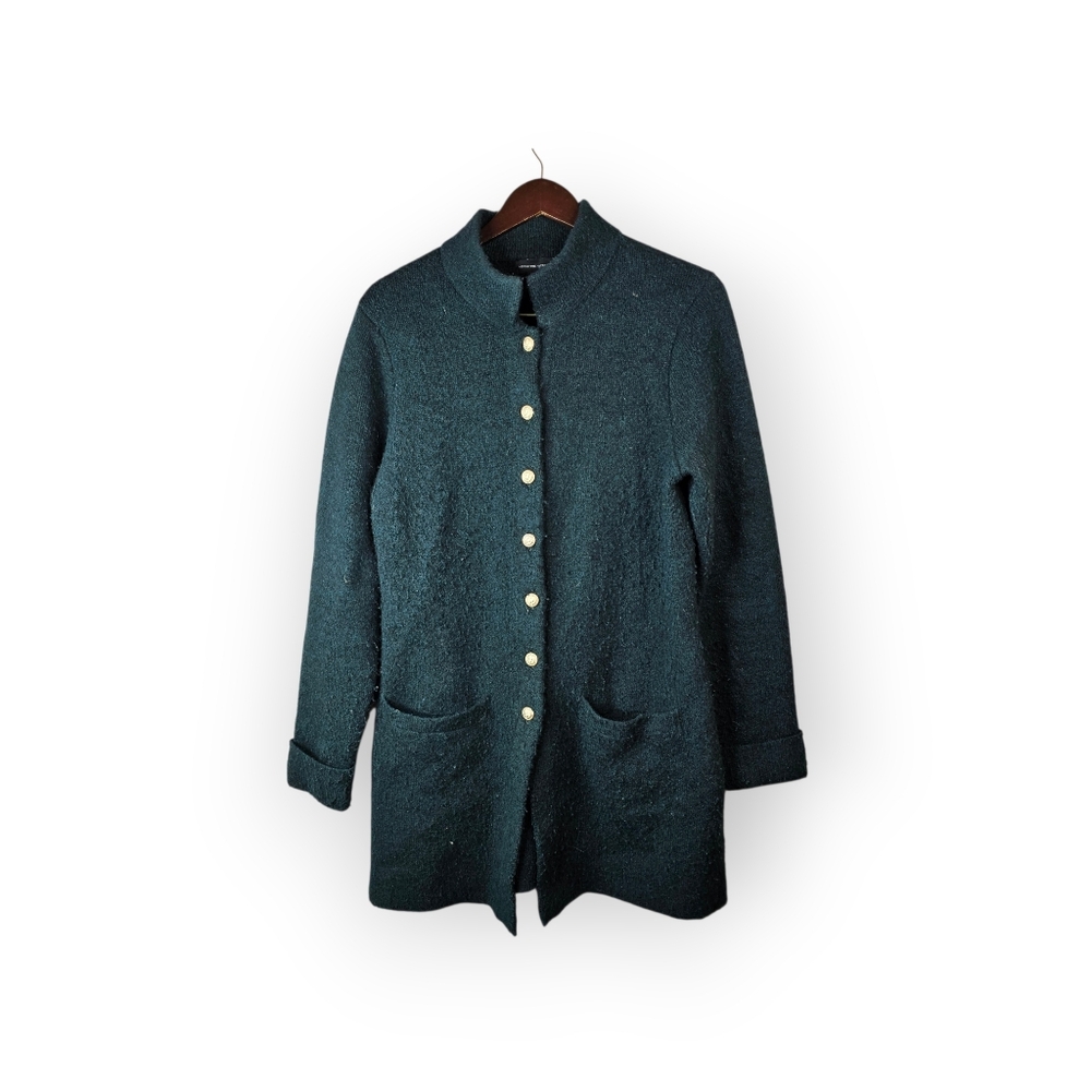 Adrienne Vittadini Green Wool Blend Cardigan Womens Large Button Knit Sweater - Picture 2 of 7